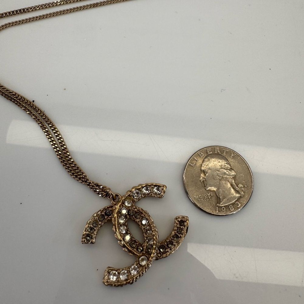 CHANEL Large Rhinestone Paved Gold and Silver Crystal Pendant Necklace - Picture 14 of 16